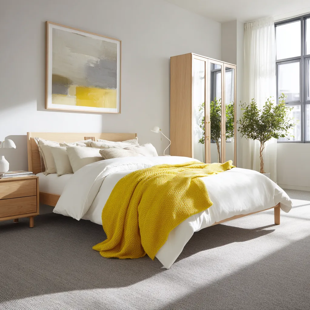 schlafzimmer zitronengelb