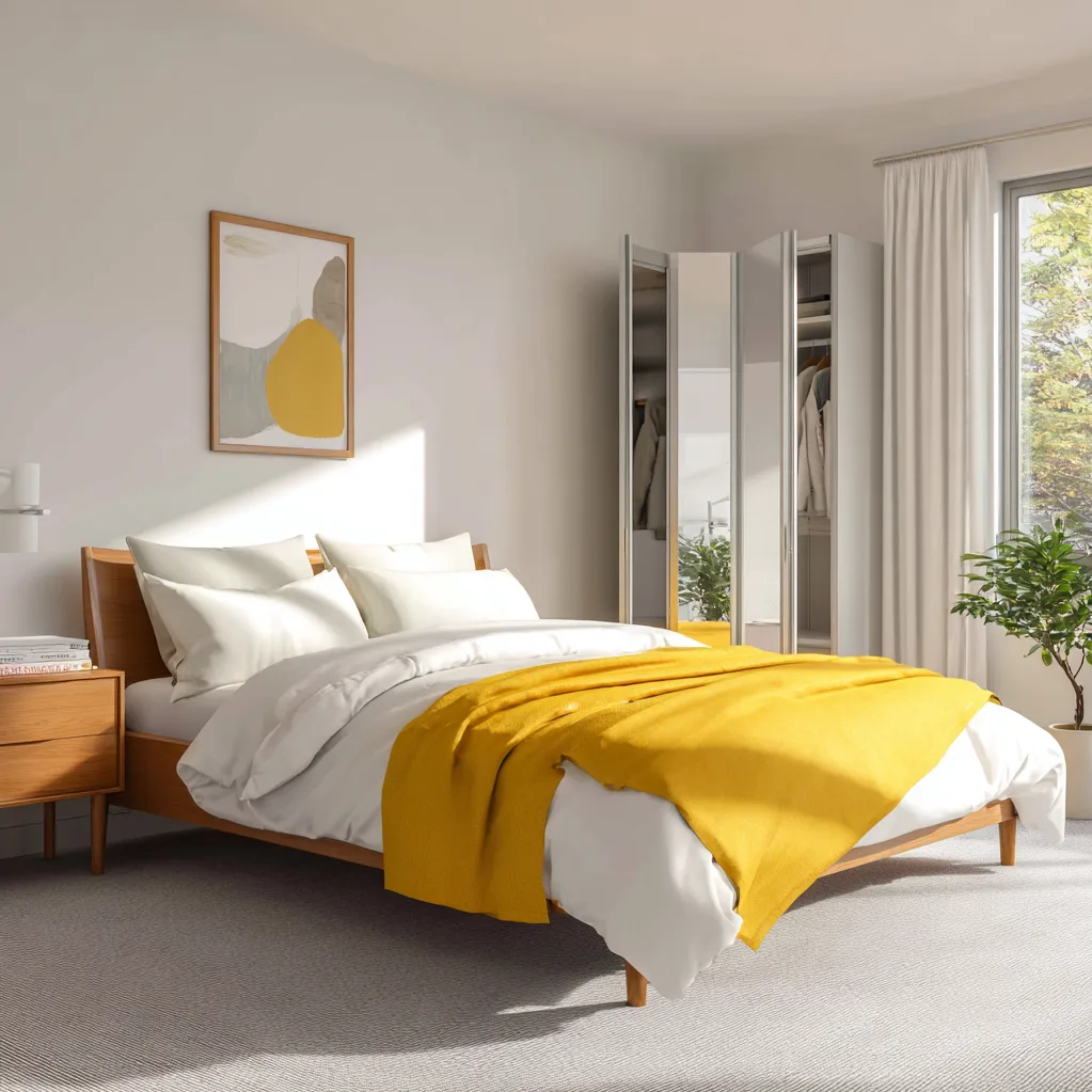 schlafzimmer zitronengelb