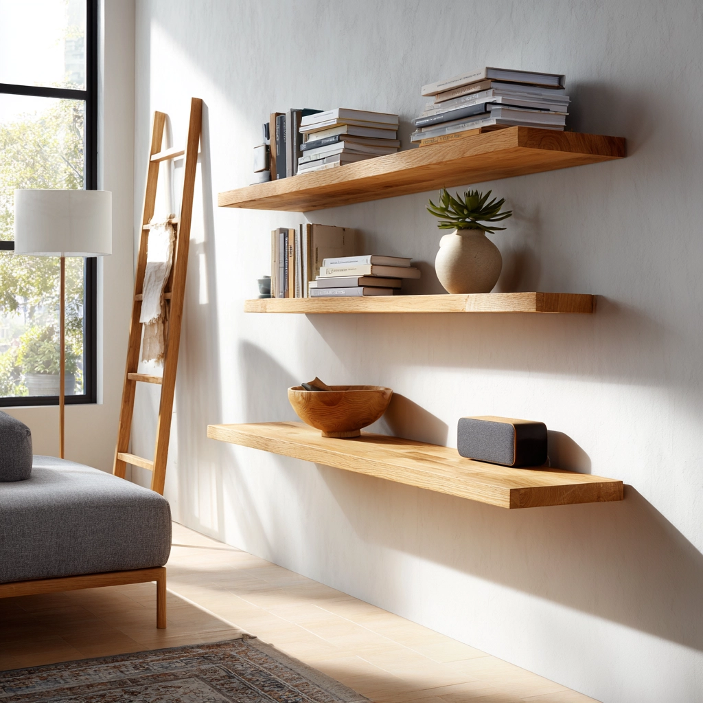 schwebende regale holz