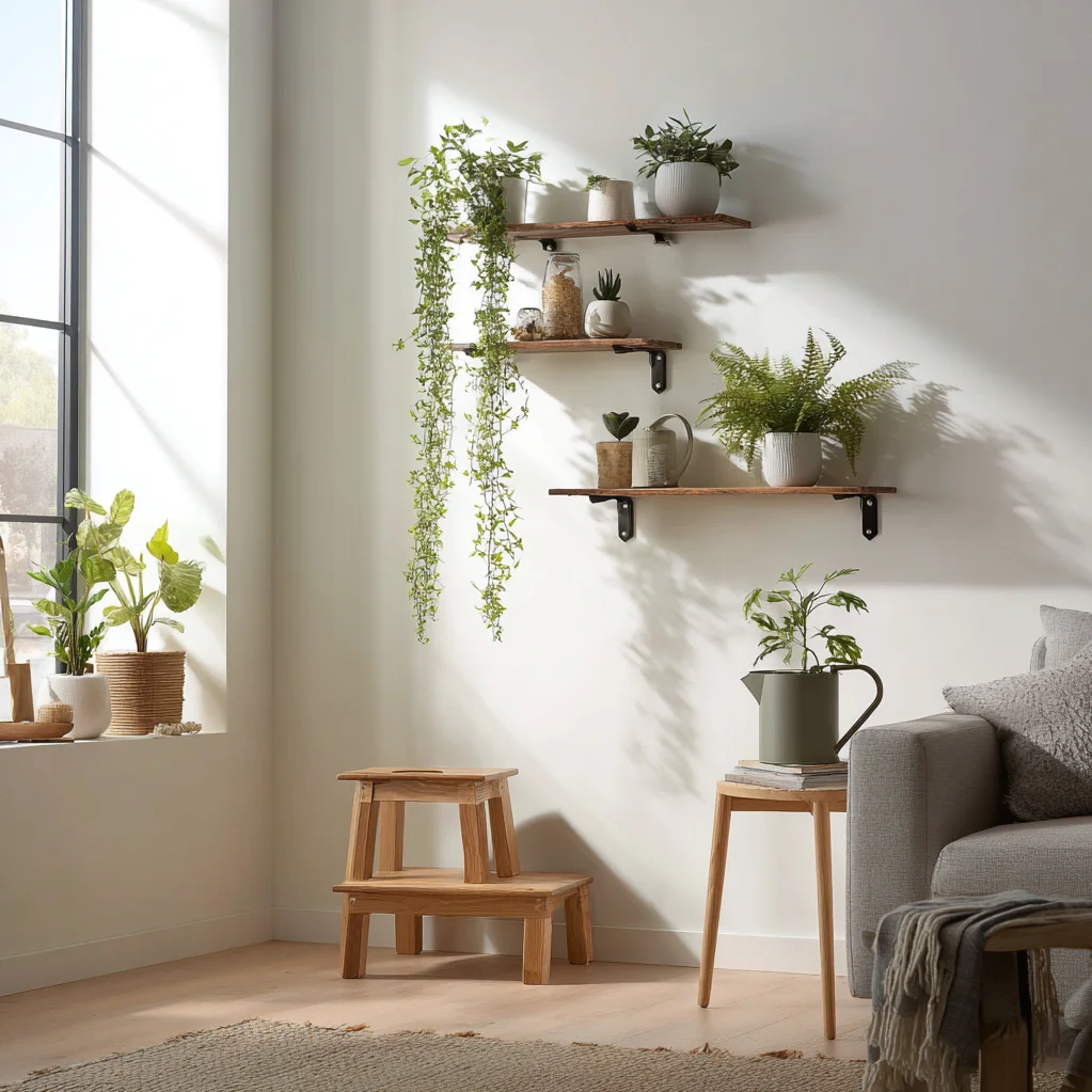 schwebende regale pflanzen