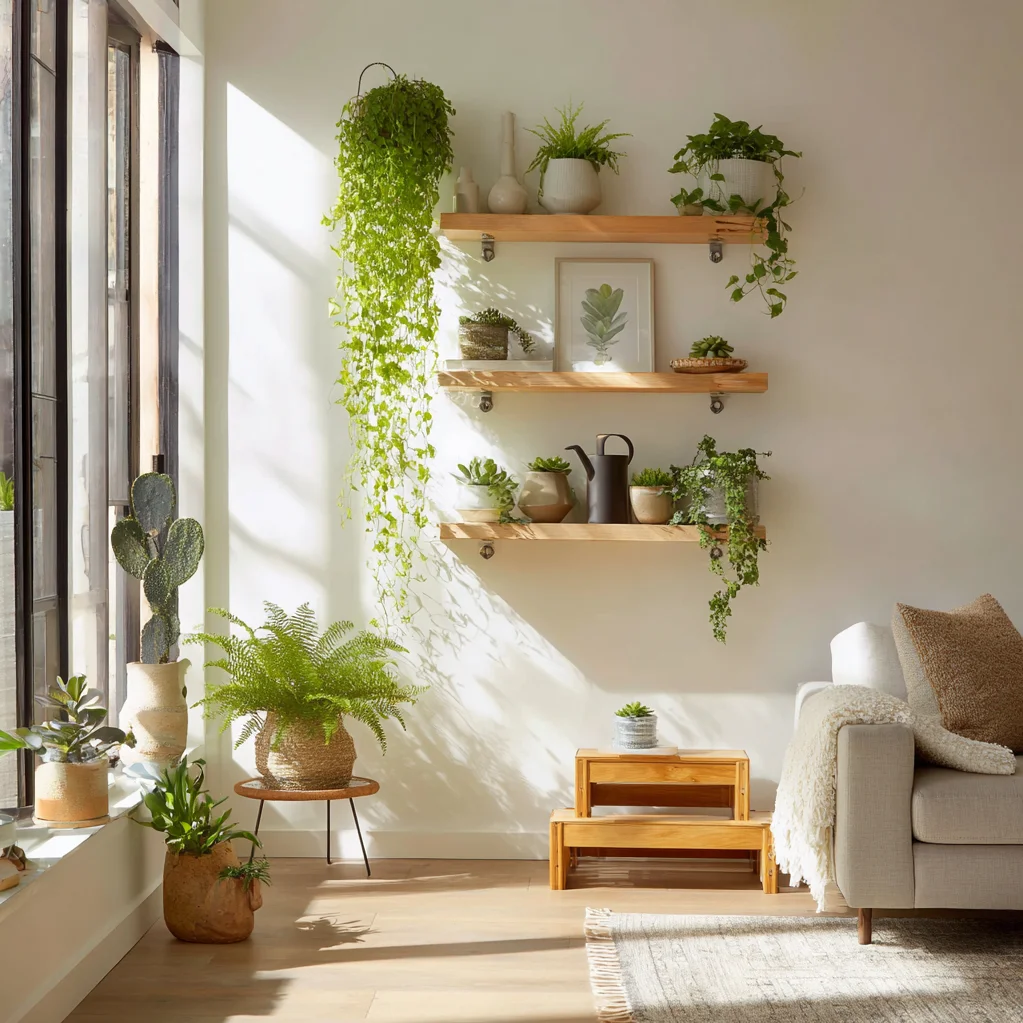 schwebende regale pflanzen