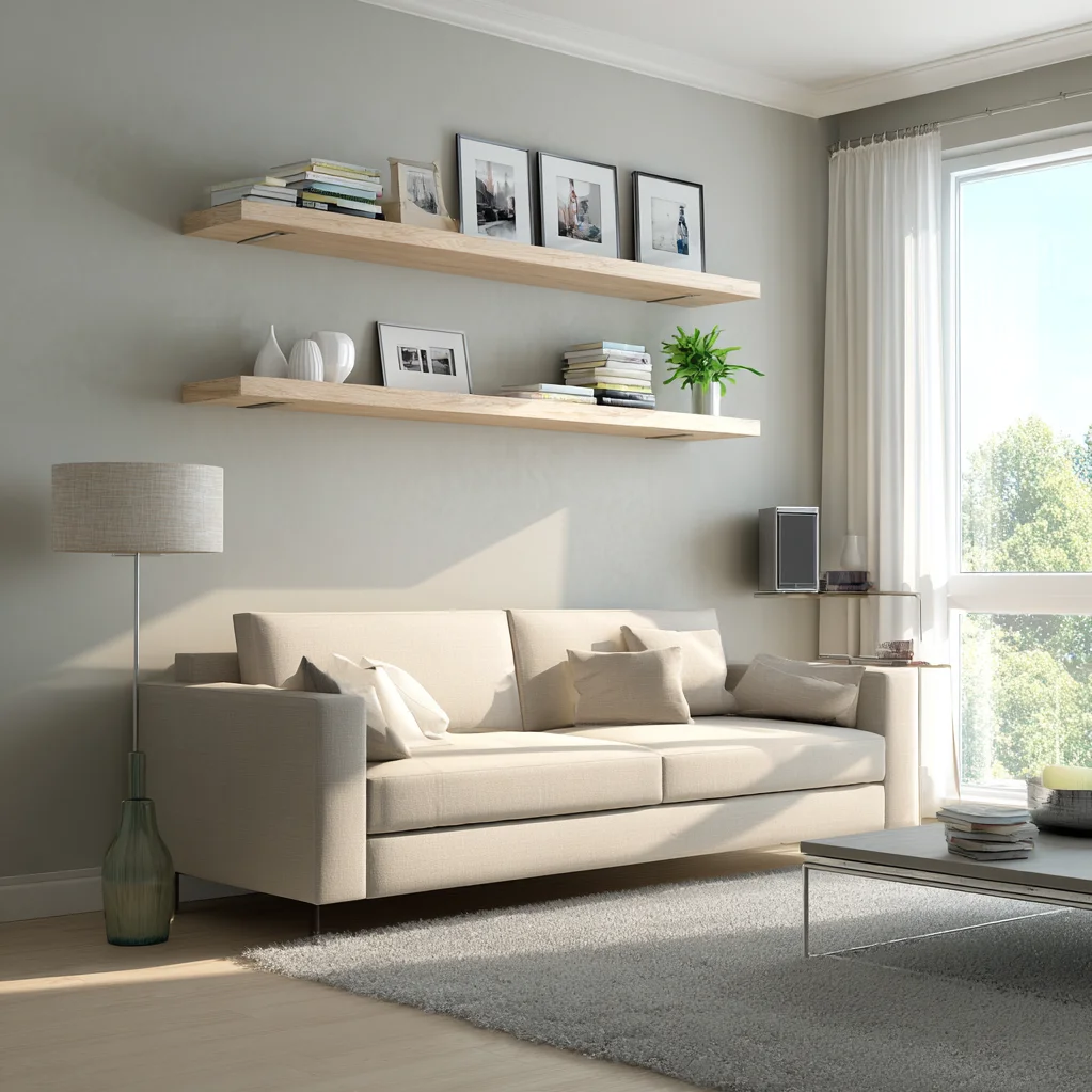 schwebende regale wohnzimmer