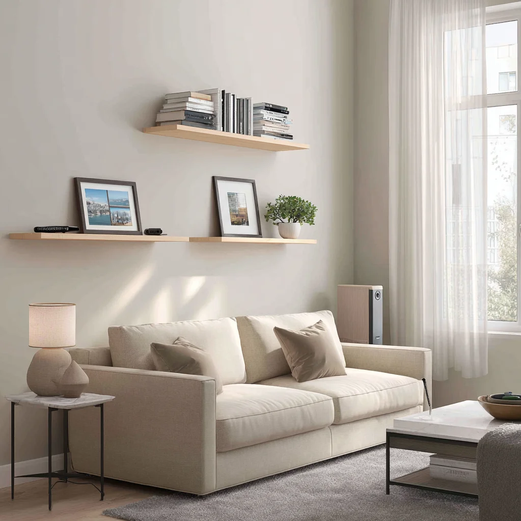 schwebende regale wohnzimmer