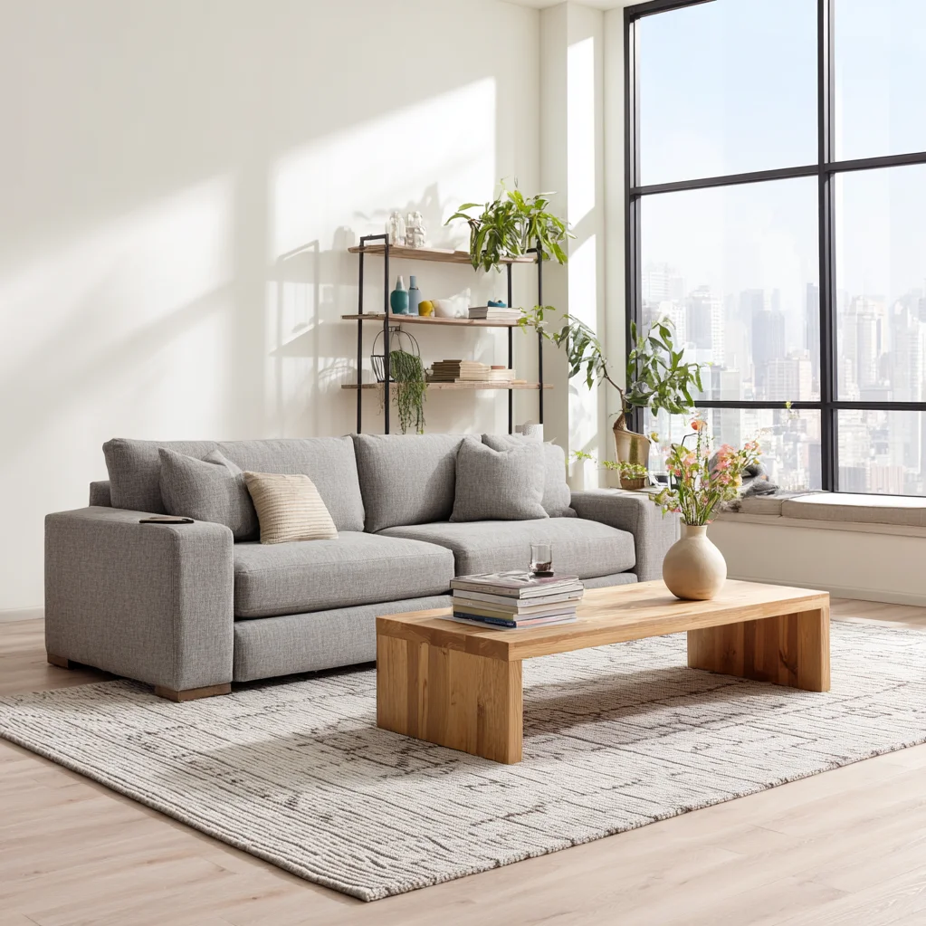 teppich ideen graues sofa