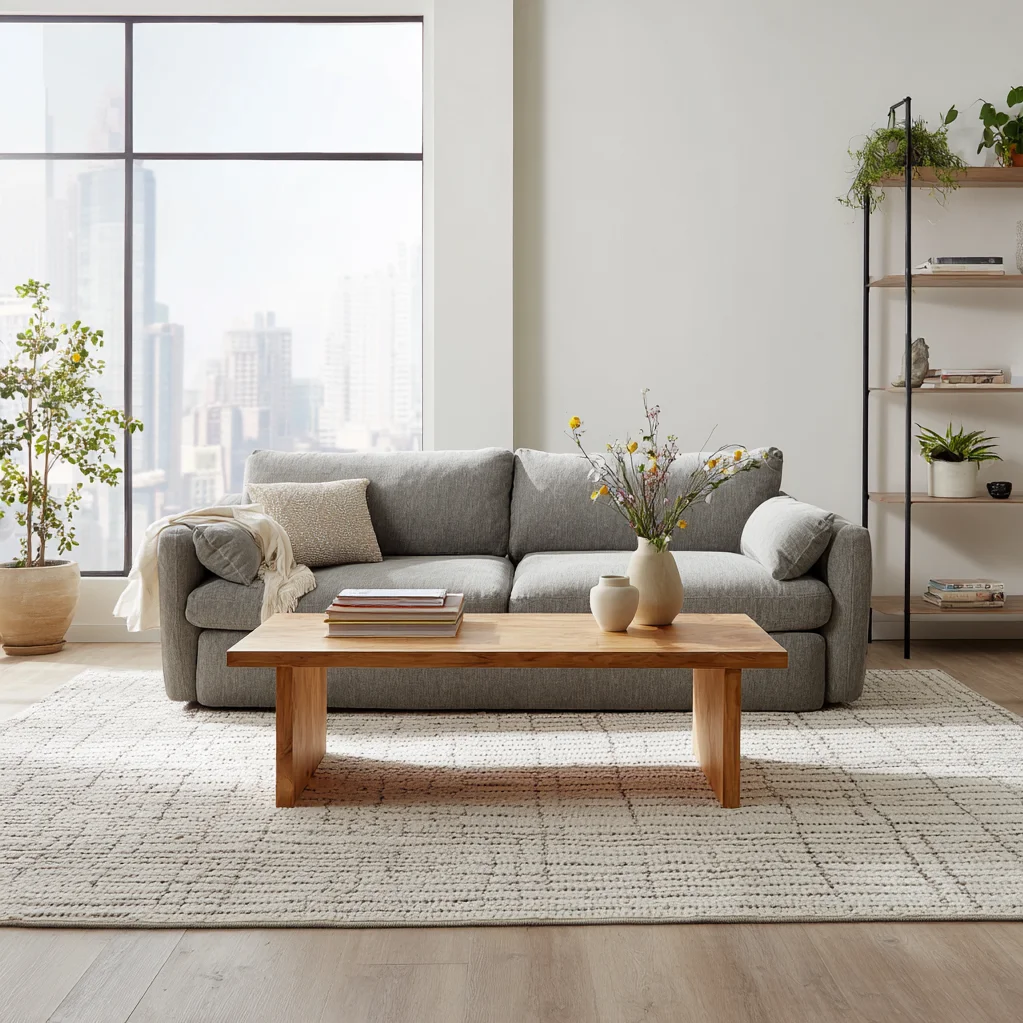 teppich ideen graues sofa