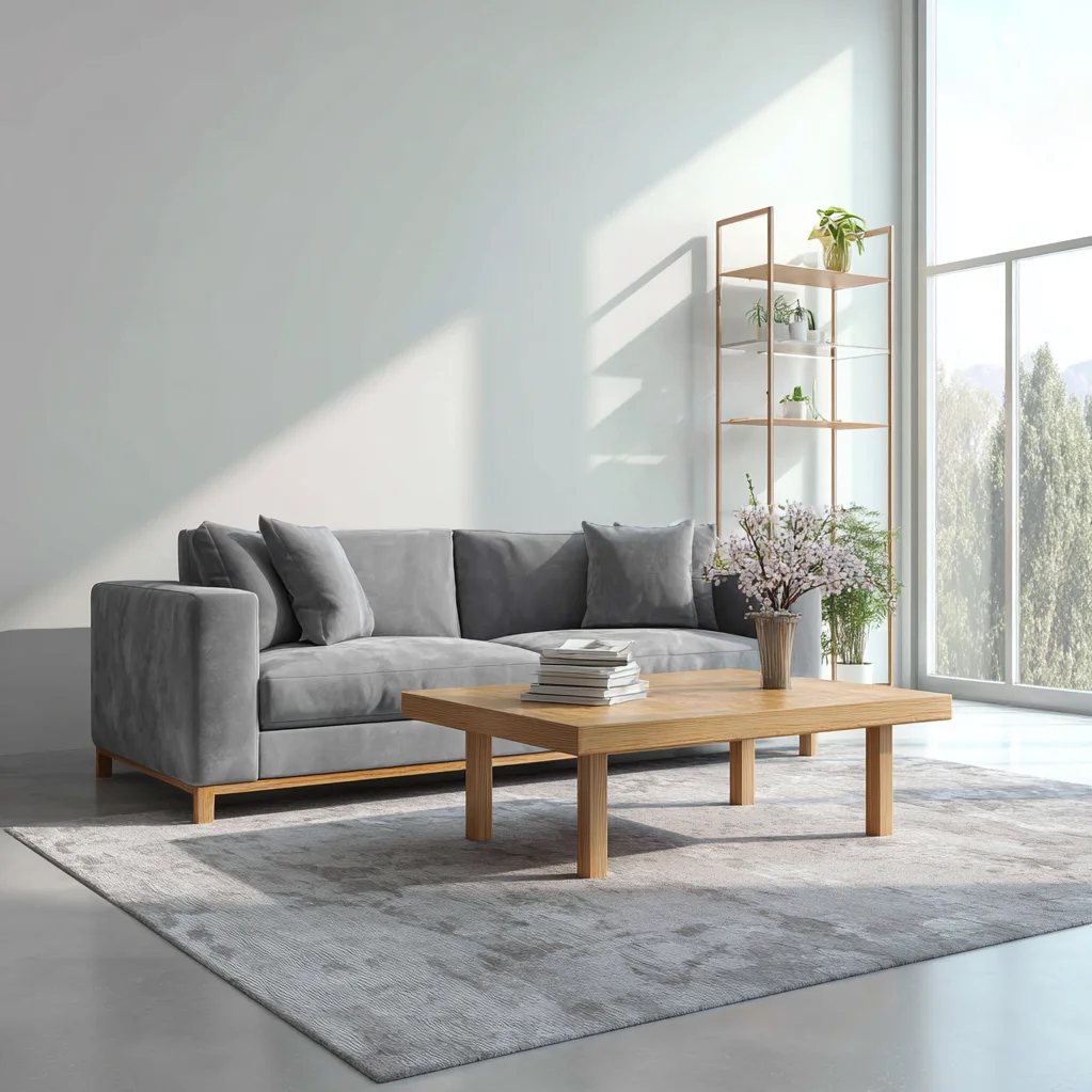 teppich ideen graues sofa