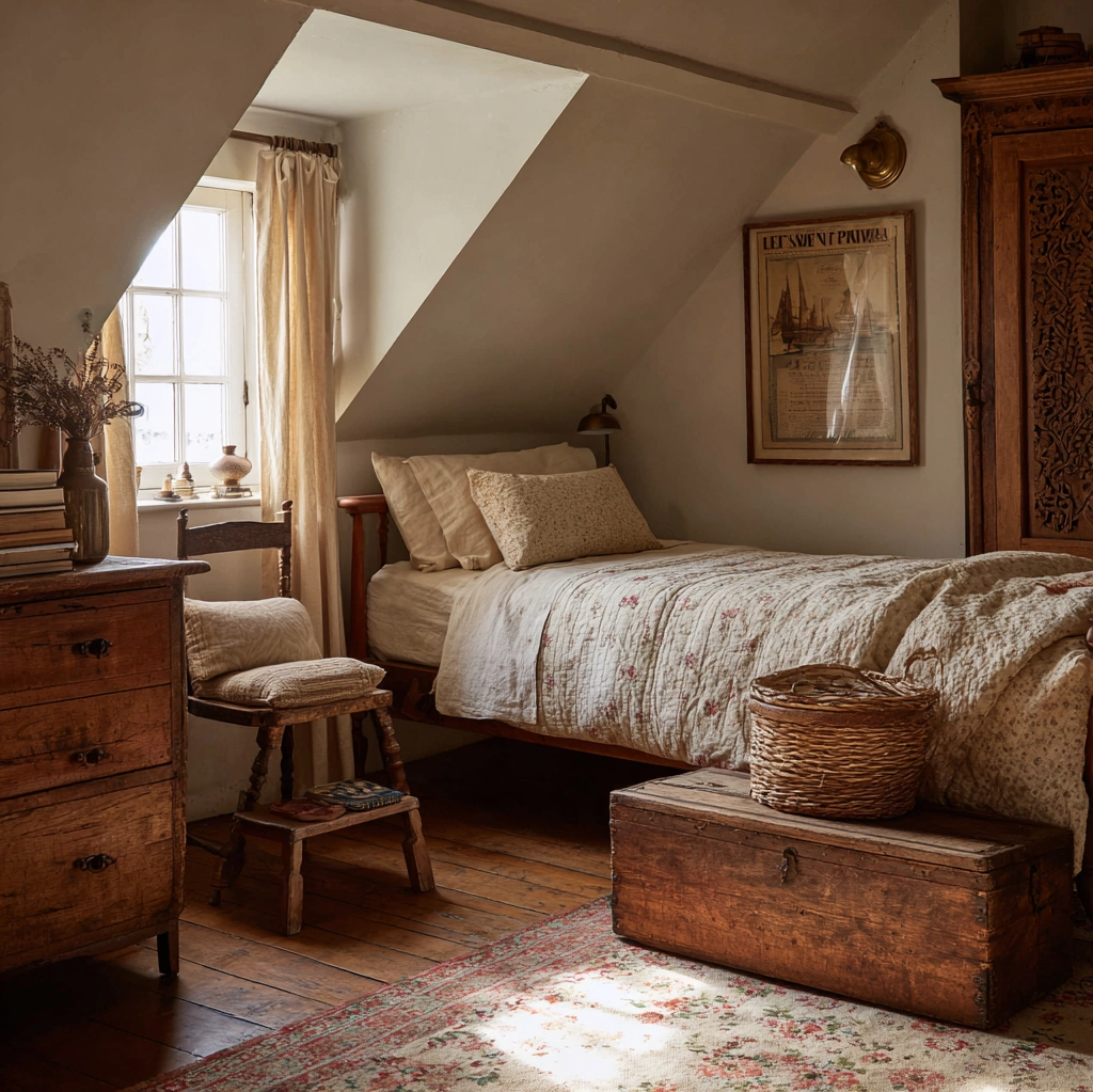 vintage schlafzimmer dachschräge