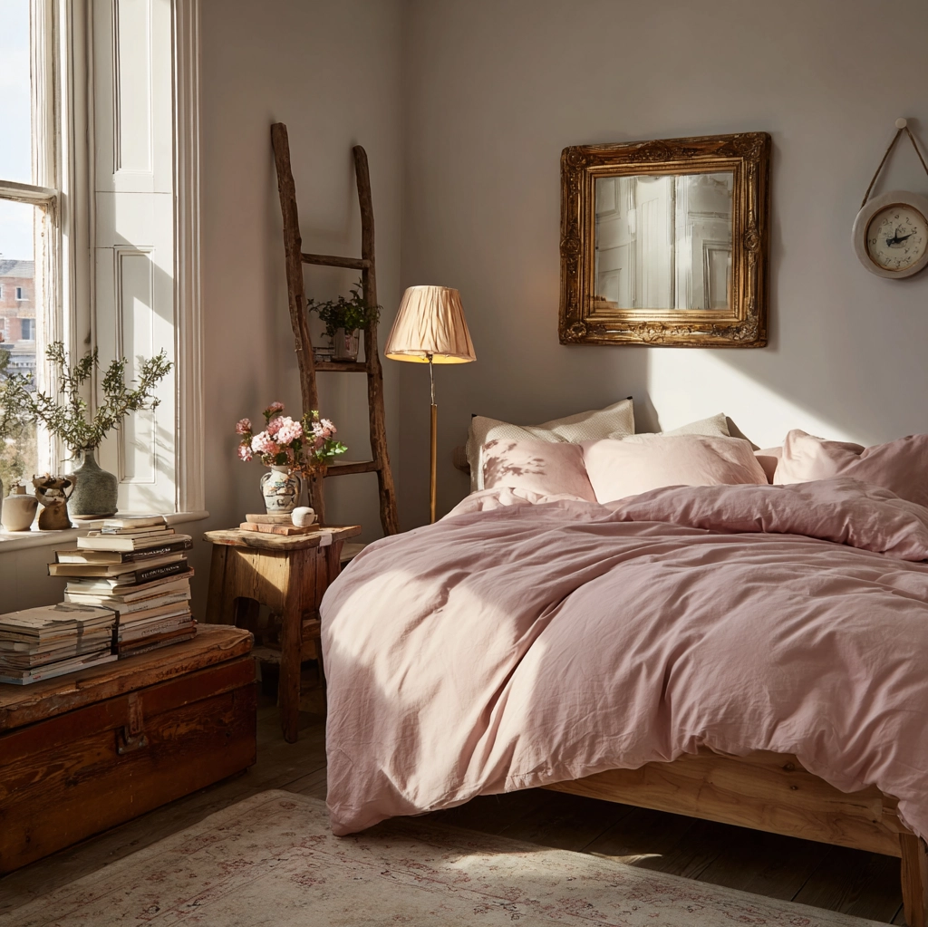 vintage schlafzimmer ideen rosa