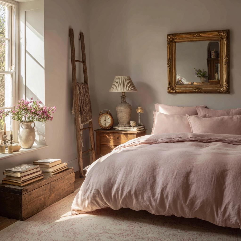 vintage schlafzimmer ideen rosa