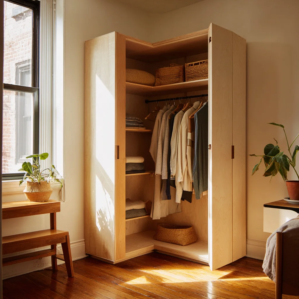 kleiderschrank ideen wenig platz ecke