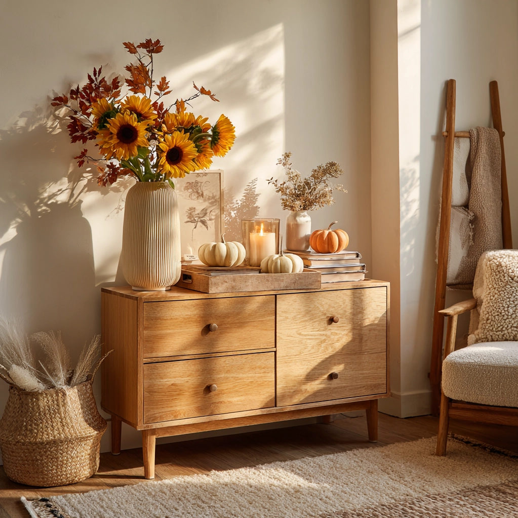 kommode dekorieren herbst