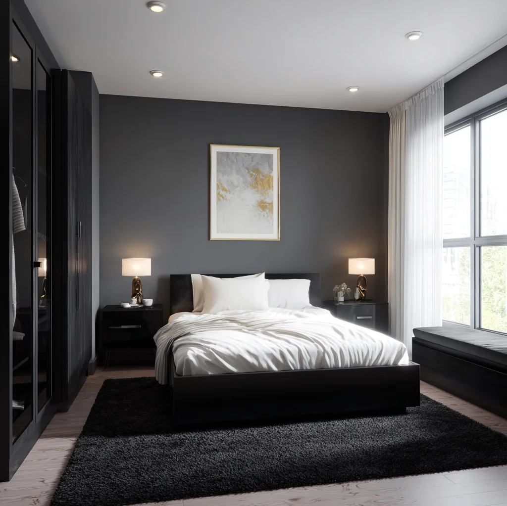 luxus schlafzimmer modern schwarz
