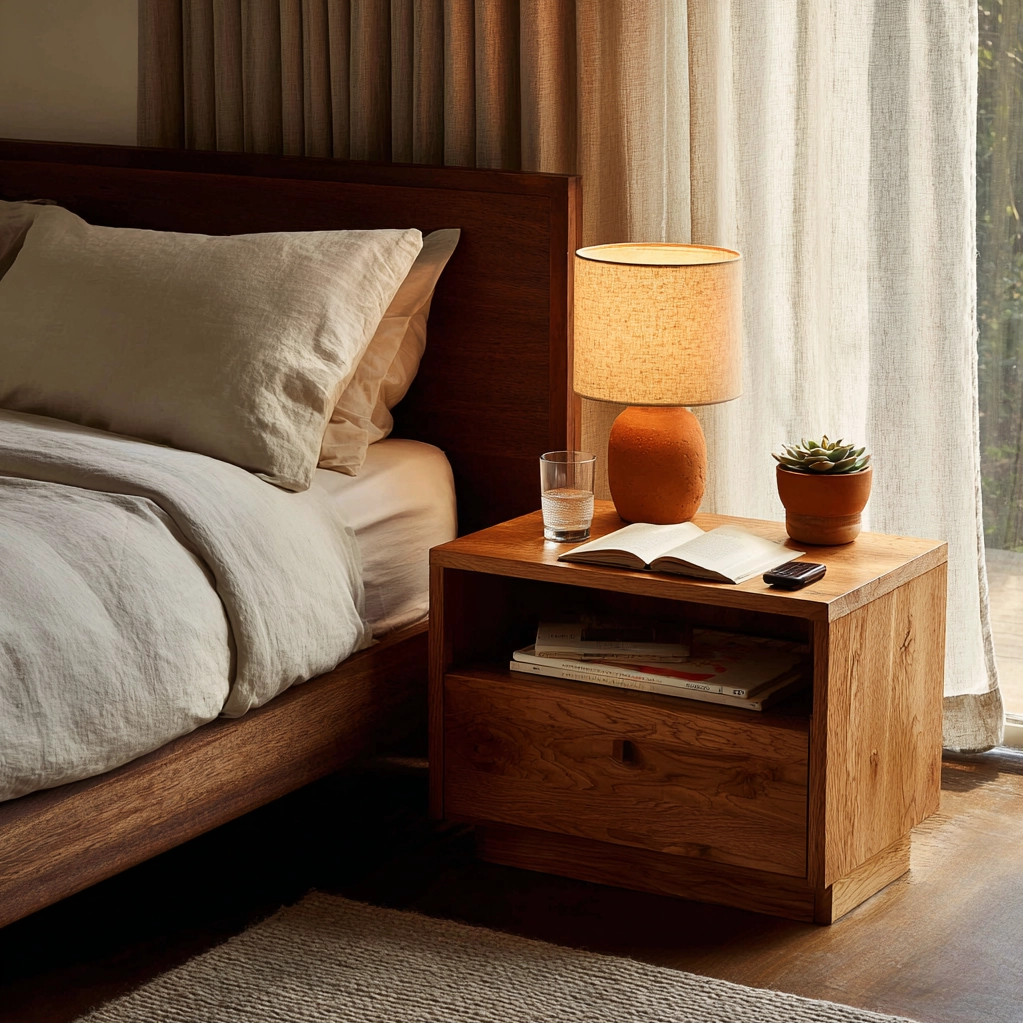 nachttisch dekorieren zimmer