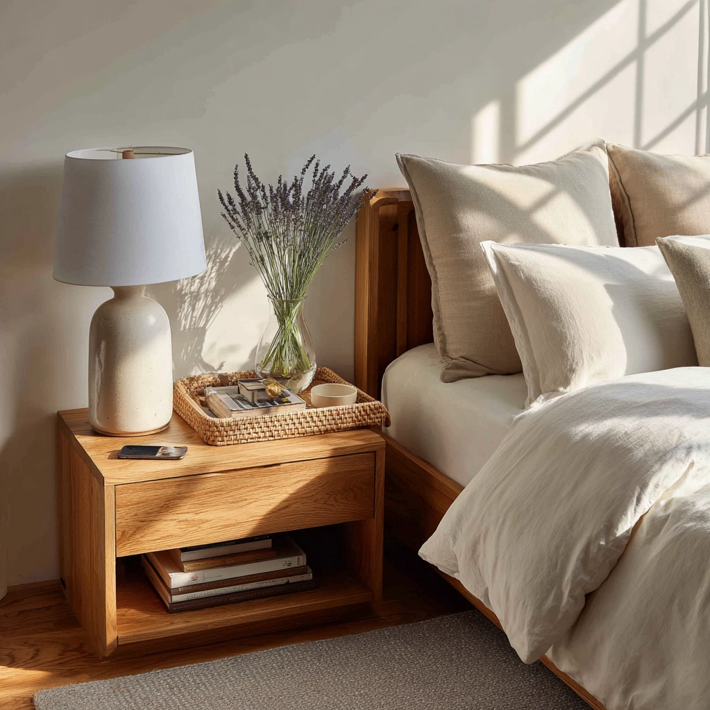 nachttisch dekorieren