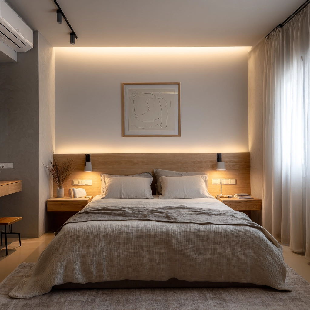 schlafzimmer beleuchtung bett wand